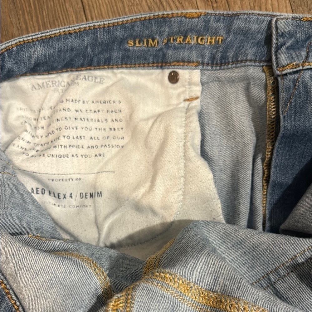 American Eagle Outfitters Slim Straight Light Blue Denim Jeans 38x34 - Picture 5 of 6